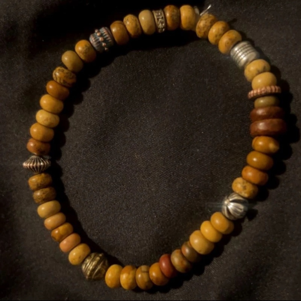 Brown and Silver Beaded Bracelet